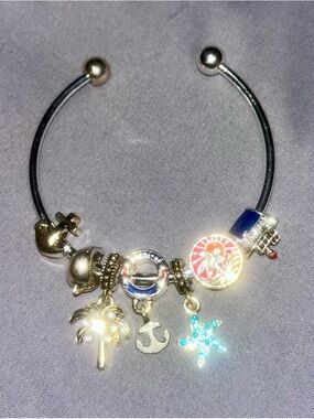 Charm Bangle Bracelet with Tropical and Nautical Charms